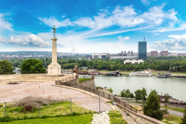 The Pobednik monument and fortress Kalemegdan in Belgrade, Serbia in a beautiful summer day