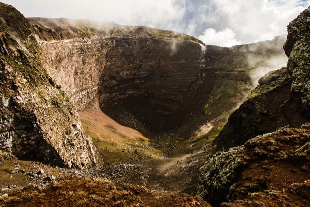 Crater of dormant Vesuvius volcano, Naples, Italy