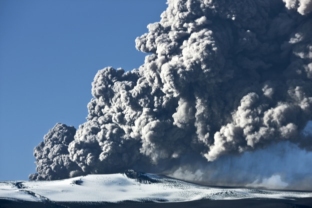 The volcano Eyjafjallajokull erupting in Iceland on May 12th 2010