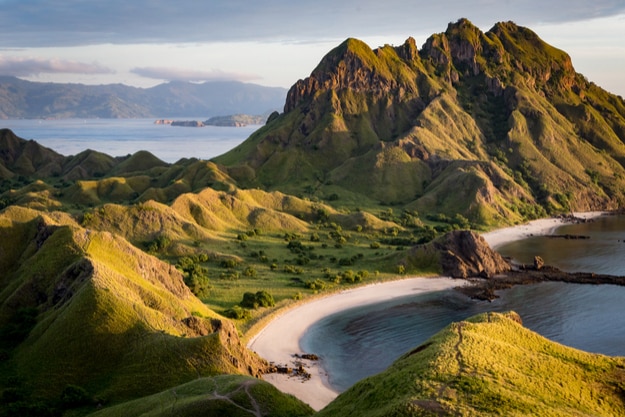 Landscape view from the top of Padar island in Komodo islands, Flores, Indonesia