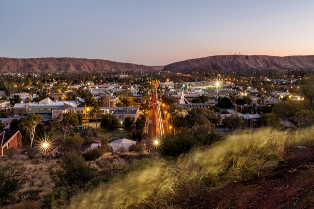 View of Alice Spring at Australia at sunset