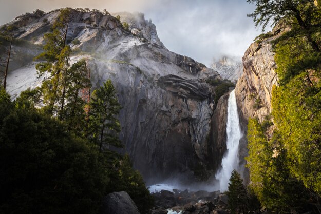 Winter Storm Descending on Yosemite Falls, Yosemite National Park