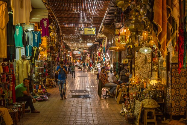A typical Friday atmosphere at the aisles Souk in Marrakesh Medina