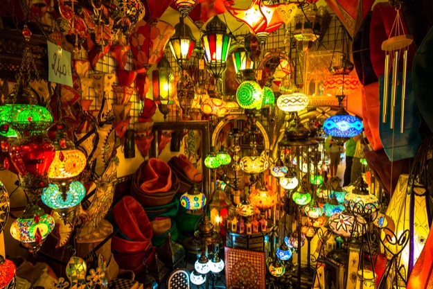 Arabic lamps and lanterns in the Marrakesh,Morocco