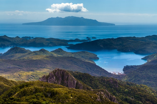 Little Barrier Islands view from mt Hobson, Great Barrier Island, New Zealand