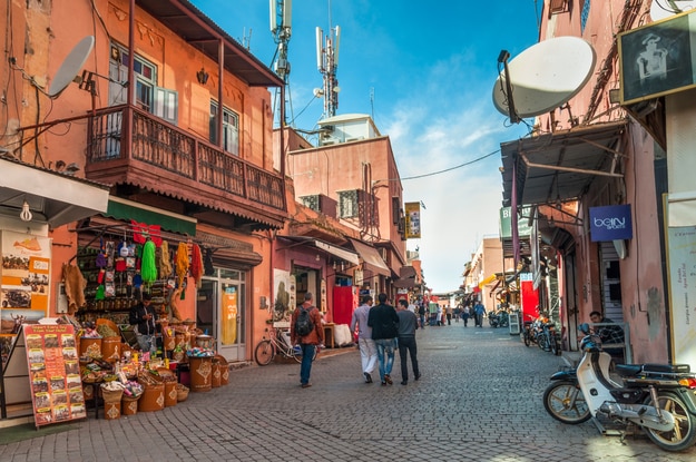 People walking on the street in Marrakesh, Morocco, Africa