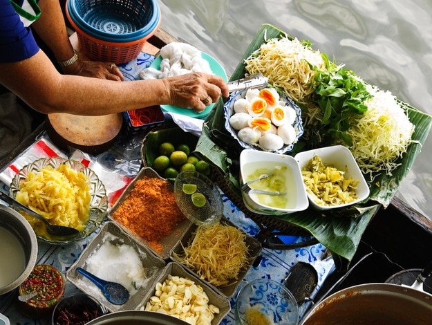 Traditional floating market in Bangkok, Thailand