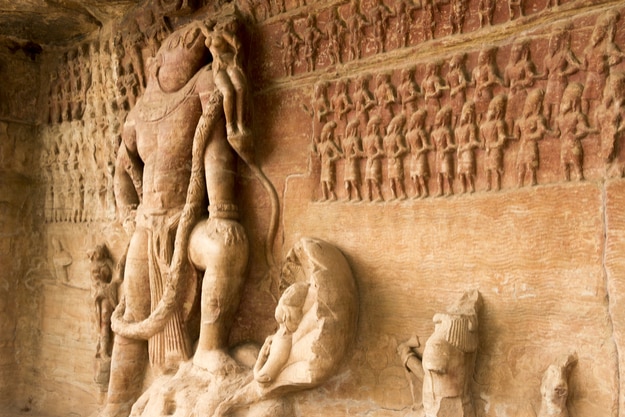 Vishnu, The Udayagiri Caves feature some of the oldest Hindu cave temples, located in the city of Vidisha, northeast of Bhopal in the state of Madhya Pradesh, India