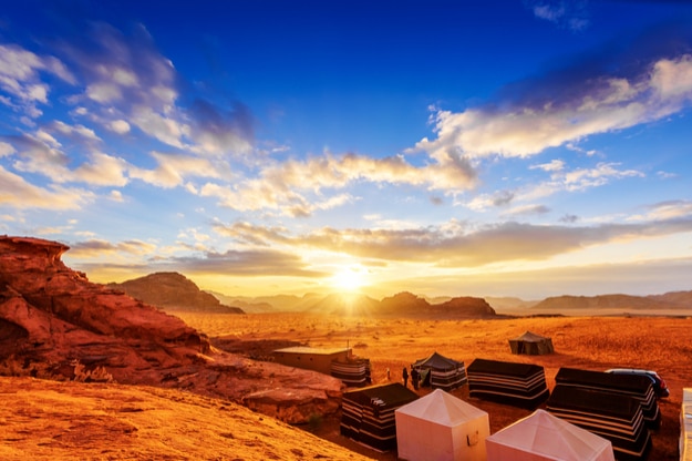 Wadi Rum in Jordan at sunset
