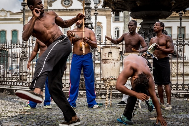 Group of people playing Capoeira in Salvador, Bahia, Brazil