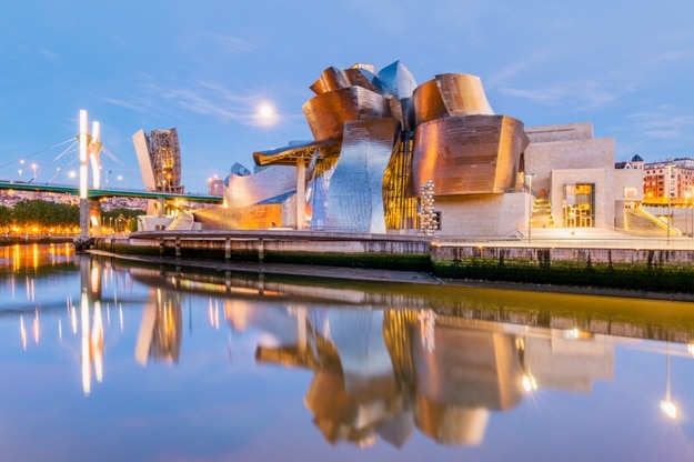Guggenheim Museum on June 19, 2016 in Bilbao, Spain. This and futuristic museum was designed by Frank Gehry