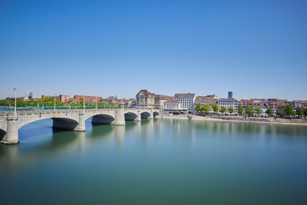 Middle bridge over Rhine river, Basel, Switzerland