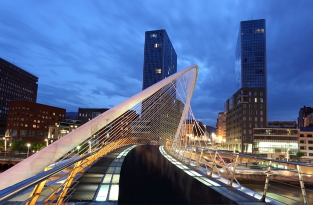 Pedestrian bridge in the city of Bilbao. Province of Biscay, Spain