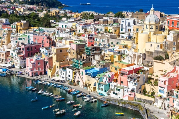 Procida island in a beautiful summer day in Italy