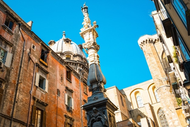 Street view of old town in Naples city, italy Europe