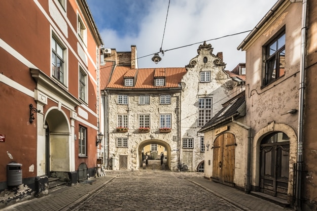 Swedish Gate in the old city of Riga, Latvia