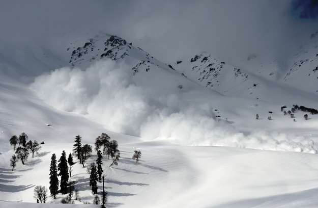 Ski patrol-triggered avalanche near Gulmarg Gondola, Kashmir