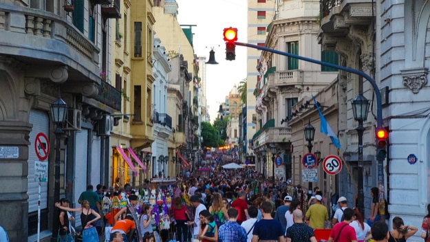The famed San Telmo street market where Argentines gather to dance, drink and enjoy when the street is closed to traffic on Sunday