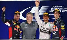 Singapore Grand Prix: Lewis Hamilton wins as team-mate Nico Rosberg limps out