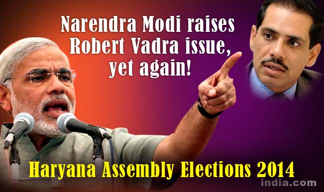 Narendra Modi questions hasty Robert Vadra land deals ahead of Haryana Assembly Elections 2014