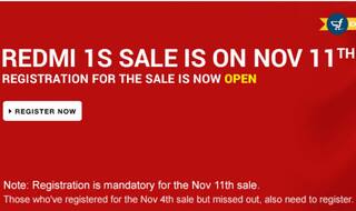 Xiaomi Redmi 1S flash sale on November 11; registration ends November 10 midnight on Flipkart