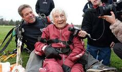 100-year-old great grandmother Georgina Harwood celebrates birthday by skydiving!