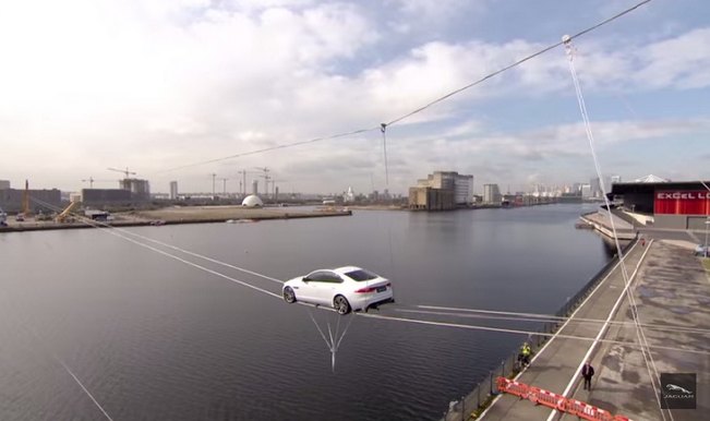 Jaguar launches new model XF 240 on world's longest high-wire crossing (Watch stunt video)