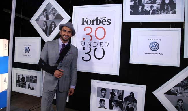 Ranveer Singh on Forbes 30 under 30 young achievers list