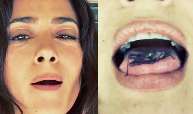 Salma Hayek uploads picture of eating insect on Instagram