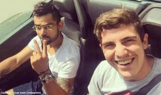 Virat Kohli takes Sean Abbott for a ride in his new Lamborghini Gallardo