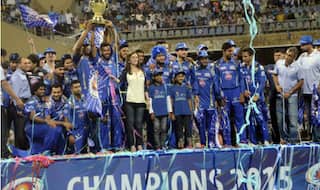 Champions Mumbai Indians celebrate at Wankhede Stadium amid huge fan support