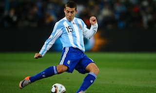 Footballer Nicolas Otamendi joins Valencia training session