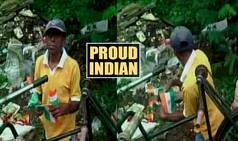 Specially abled child picks up Indian flags thrown after Independence Day