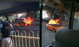 Lamborghini Gallardo worth 2.5 crore caught fire in Delhi (Watch Video)