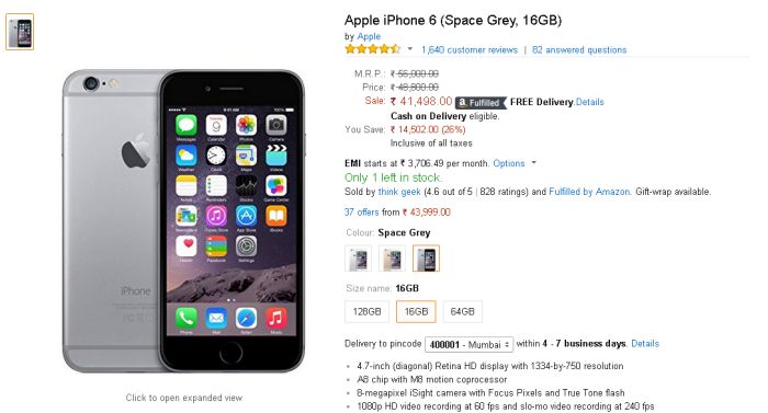 Apple iPhone 6 price drops to nearly Rs 41000 in India! - India.com