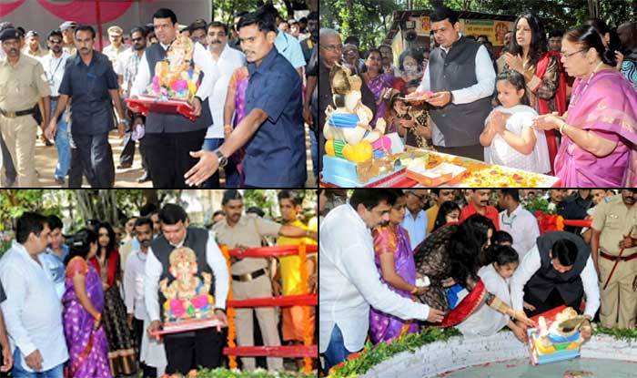 Ganpati Visarjan 2015: Maharashtra CM Devendra Fadnavis bids adieu to his eco-friendly Ganesha idol