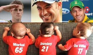Meet AB de Villiers, JP Duminy & Morne Morkel juniors sporting adorable team jerseys!