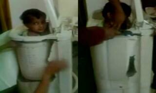 Minor falls into washing machine, escapes unhurt (Video)