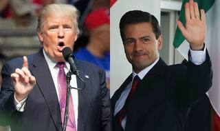 Donald Trump defends the United States right to build a border fence while meeting Mexican President Enrique Pena Nieto