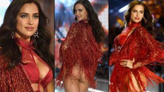 Wait, what! Pregnant supermodel Irina Shayk rocks the ramp in red racy ensemble at Victoria's Secret Fashion Show 2016