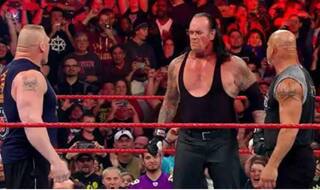 Watch Brock Lesnar, Goldberg and The Undertaker go face to face ahead of Royal Rumble 2017