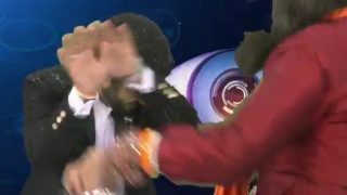 WTF! Bigg Boss 10's notorious Swami Om splashes water on news anchor on air! (Watch video)