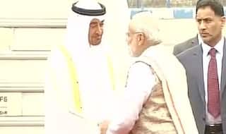 Prime Minister Narendra Modi gives warm welcome to Abu Dhabi Crown Prince Mohammed Bin Zayed Al Nahyan