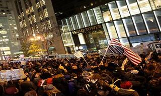 Donald Trump supporters and protesters face off outside Trump Tower