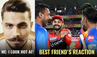 Ravindra Jadeja’s new looks got Virat Kohli giggling like a baby! See viral picture of cricketers in VIVO IPL 2017
