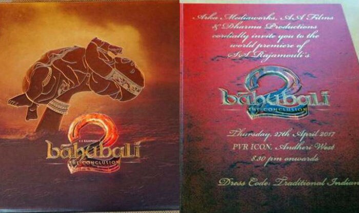 Baahubali 2 Grand Premiere Invitation Card Redefines The Meaning