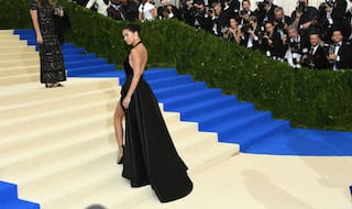 Adriana Lima's wardrobe malfunction at Met Gala 2017: Victoria's Secret model flashes underwear in a black slit gown