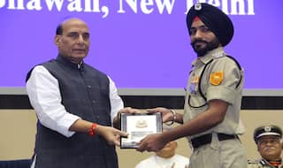 Rajnath Singh breaks protocol to hug brave BSF jawan Godhraj Meena