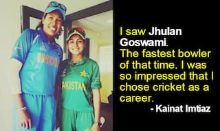 Kainat Imtiaz of Pakistan meets idol, Indian cricketer Jhulan Goswami after ICC Women's World Cup 2017 match! See Pic of two cricketers' emotional meeting