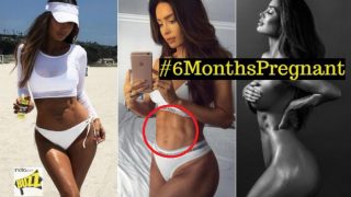 Six Months Pregnant Model Sarah Stage Shows off Six-Pack Abs ...